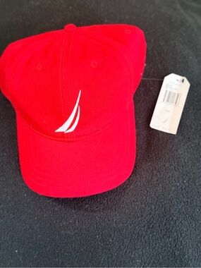 Nautica Red Baseball Cap with White Sailboat Logo - NWT